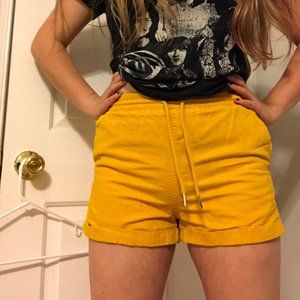 Yellow Canvas Drawstring Shorts